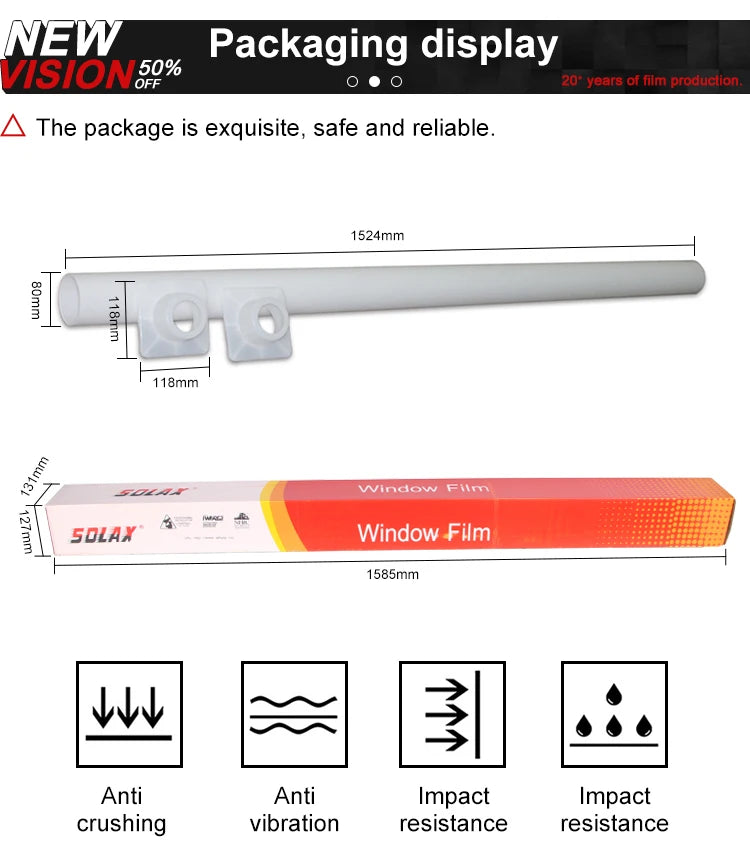 Filme de Cerâmica Nano HD Ultra de Alta Qualidade 50cmX3m IRR100% Filme Resistente ao Calor Proteção Solar Adesivos para Janelas de Carro