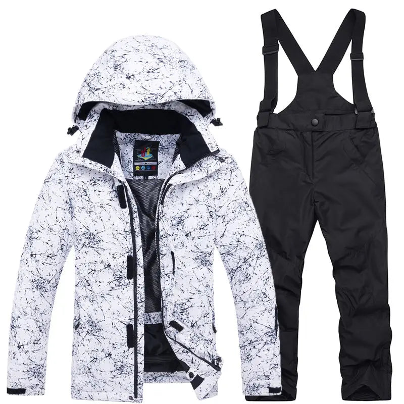 Traje térmico infantil, traje de esqui para meninos e meninas, conjunto de jaqueta de esqui à prova de vento, à prova d'água, jaqueta de neve para inverno