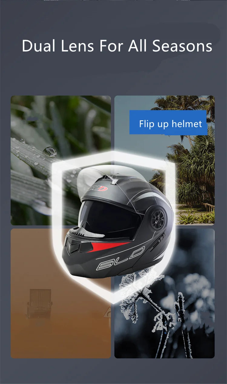 Bld modular lente dupla capacete da motocicleta segurança downhill flip up capacetes profissional motocross corrida rosto cheio casco moto