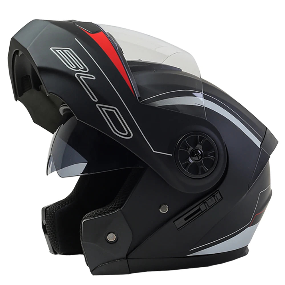 Bld modular lente dupla capacete da motocicleta segurança downhill flip up capacetes profissional motocross corrida rosto cheio casco moto