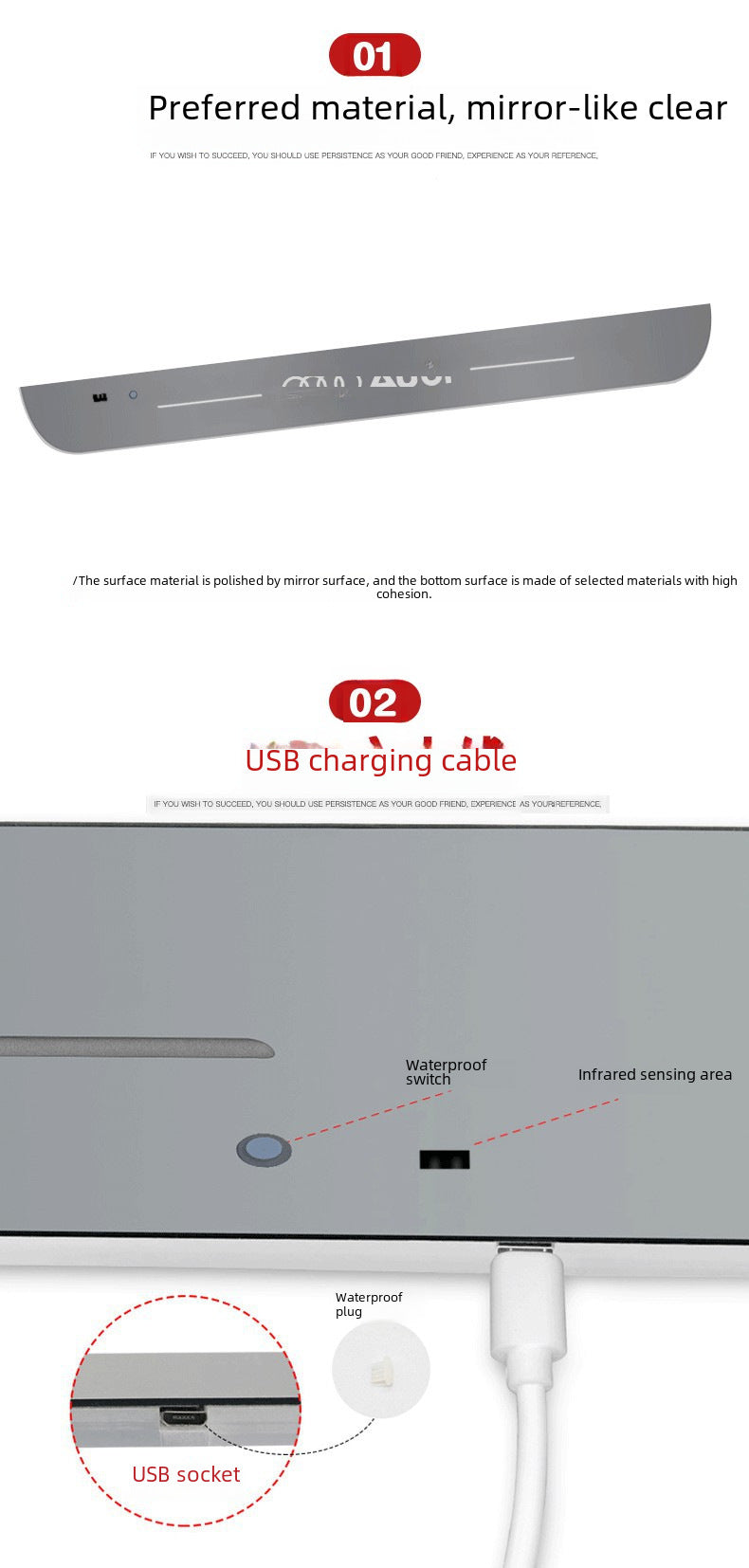 Car threshold bar wiring-free atmosphere light welcome pedal led induction light interior decoration streamer breathing light