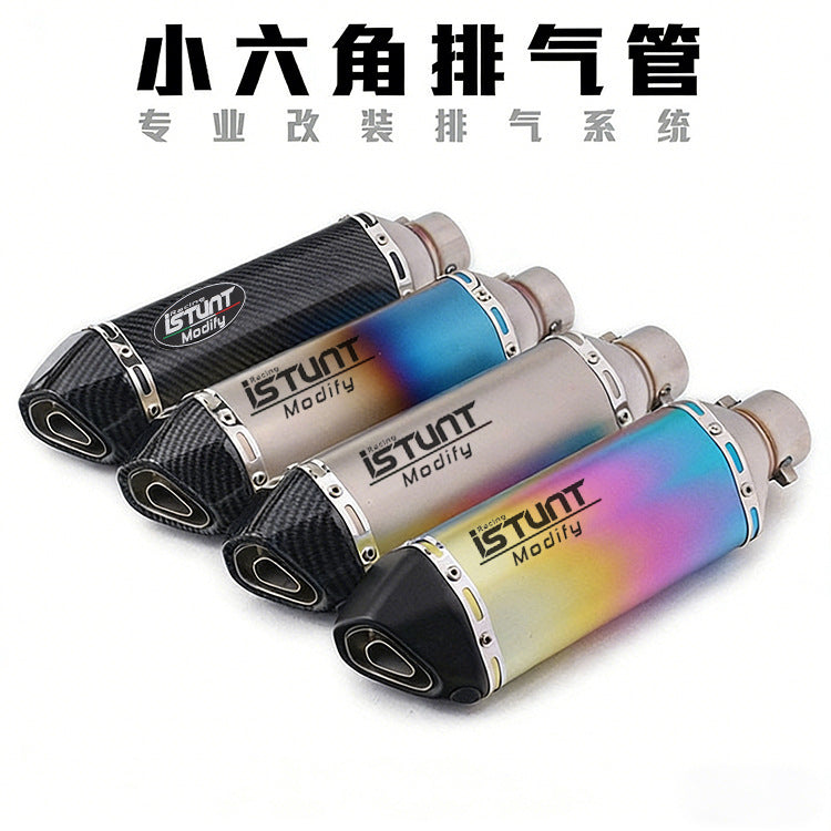 NINJA400 Ninja 250 R3 ZX6R Huanglong 600 Motorcycle Sports Car Modified Universal Small Hexagon Exhaust Pipe
