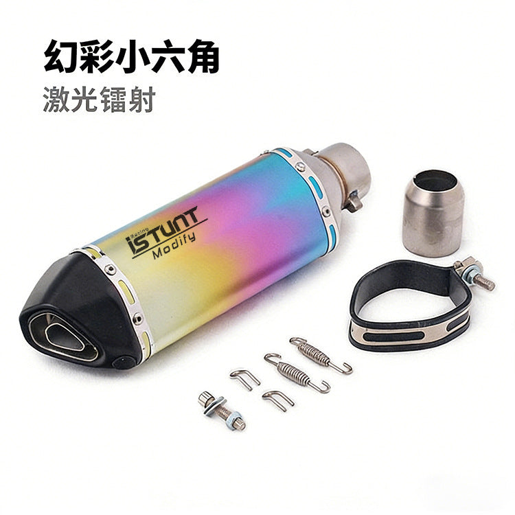 NINJA400 Ninja 250 R3 ZX6R Huanglong 600 Motorcycle Sports Car Modified Universal Small Hexagon Exhaust Pipe