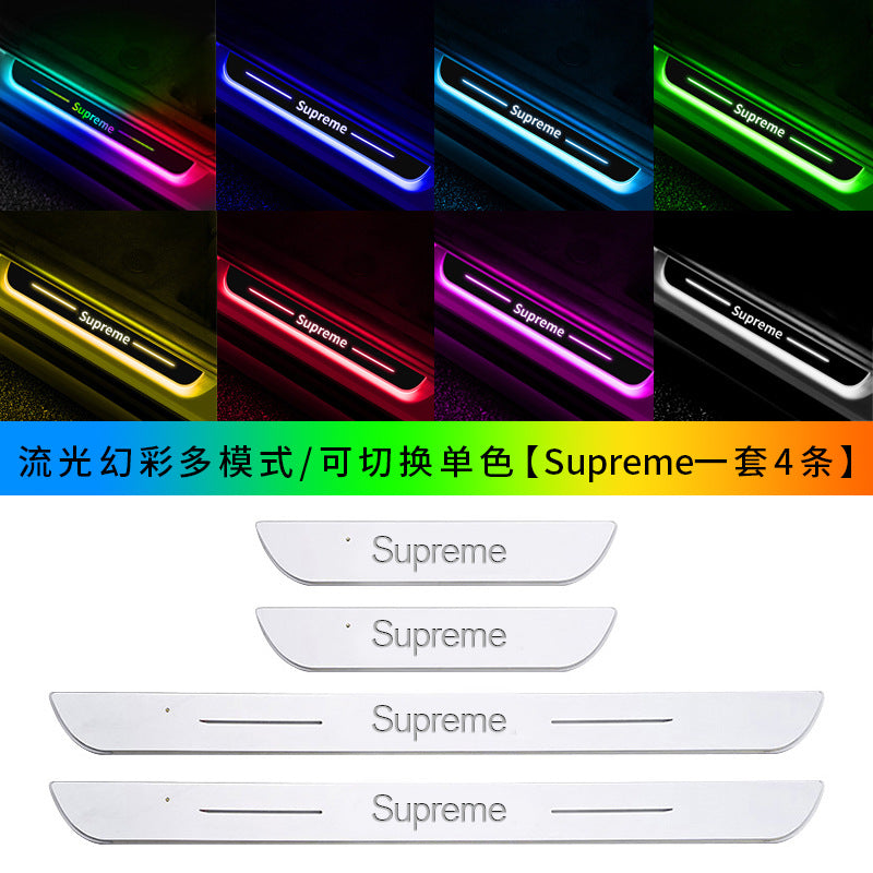Car threshold bar wiring-free atmosphere light welcome pedal led induction light interior decoration streamer breathing light