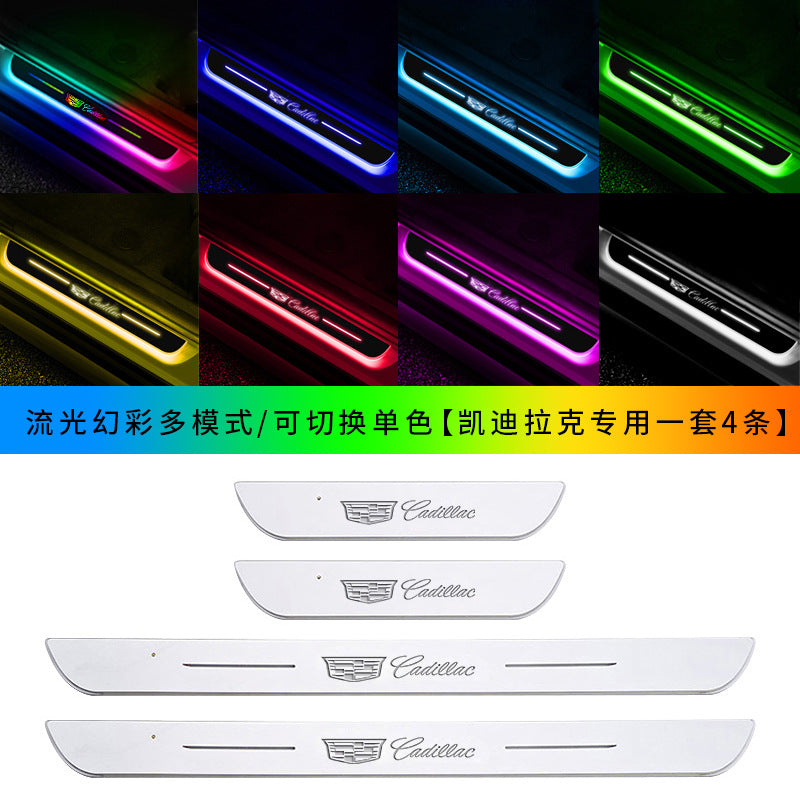 Car threshold bar wiring-free atmosphere light welcome pedal led induction light interior decoration streamer breathing light