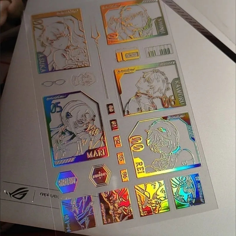 Adesivos Holográficos a Laser de Neon Fofos do Anime Genesis Classic Evangelion, Adesivos Decorativos para Scrapbooking DIY