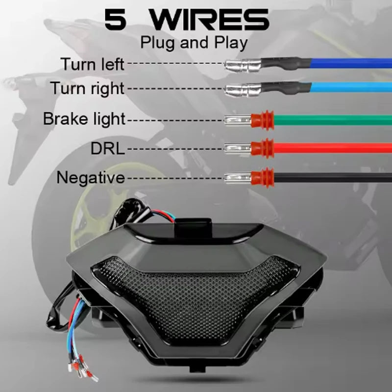 Luzes traseiras led para motocicleta, indicador de seta, lâmpada de freio traseiro, luzes de corrida 12v para yamaha r3 y15zr mt03 mt07 r150