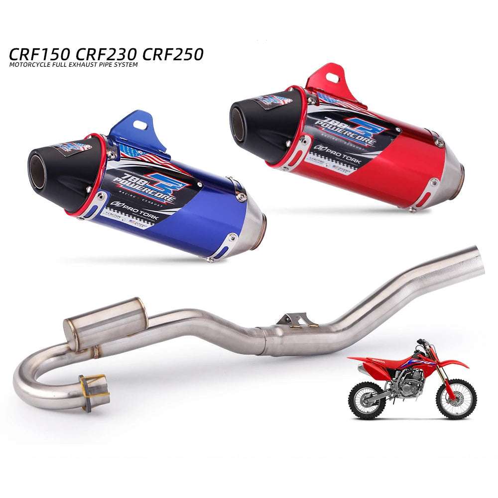 Para honda crf150 crf230 crf250 dirt bike acessório de escape 45mm fora de estrada silenciador de escape da motocicleta com tubo de ligação dianteira