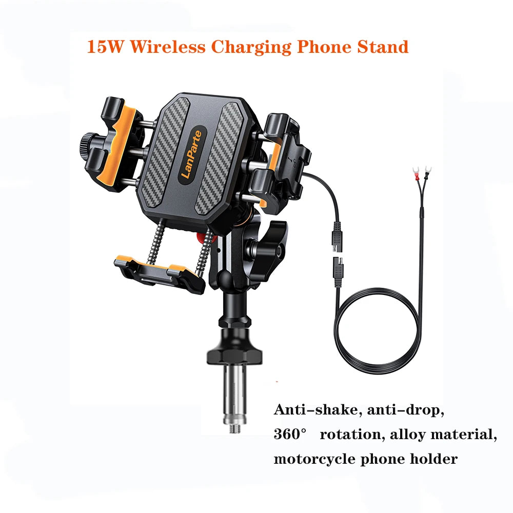 Suporte para celular para Kawasaki Ninja 400/500/650 2019–2026 em alumínio com absorção de choque 360 ° Suporte de Navegação Metálico Ajustável
