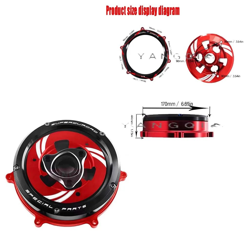 Protetor de Motor à Prova d'Água para DUCATI PANIGALE V4 V4S, Tampa de Embreagem Transparente para Motocicleta