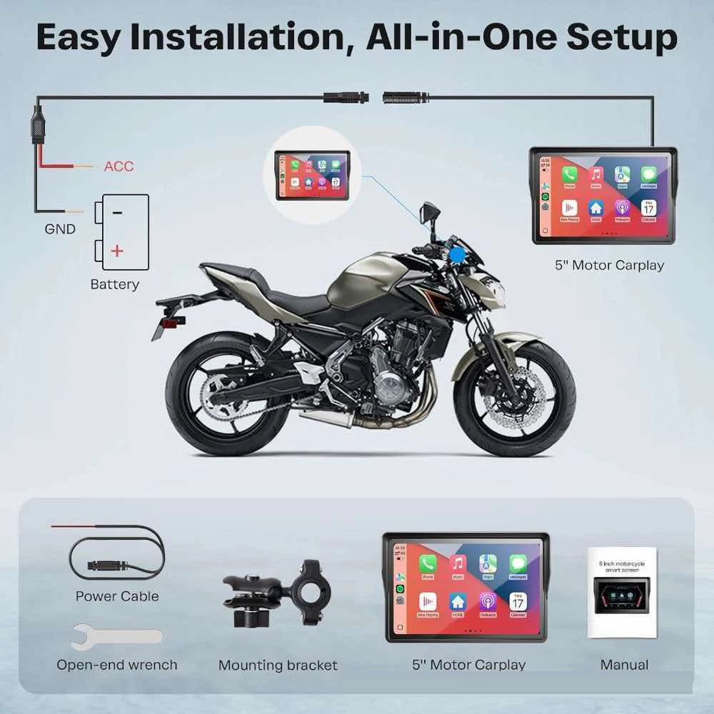 Navegação para Motocicleta à Prova d'Água IP67 de 6.25" para Triumph Daytona 660, Gravador de Vídeo 4K, Carplay Sem Fio, Android Auto, Monitor para Moto