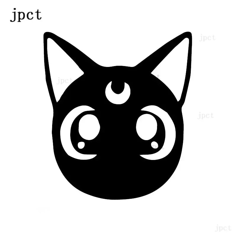 Ccm 13.4x15.2cm bonito marinheiro lua gato vinil gatinho pet decoração dos desenhos animados preto/prata c24-1695 adesivo de carro à prova dwaterproof água