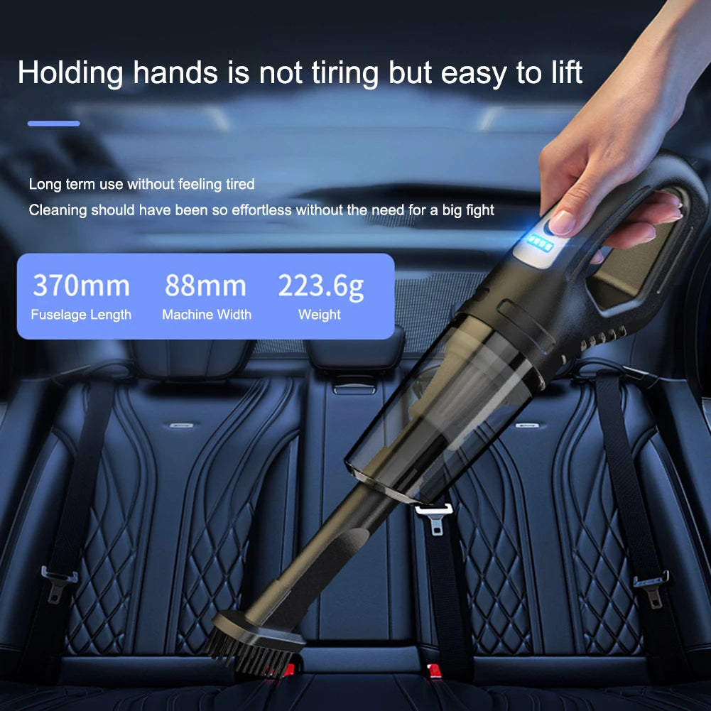 Aspirador de pó portátil para carro, 120w, carregamento usb, sem fio, sucção poderosa para automóvel/casa/escritório/pêlos de animais de estimação