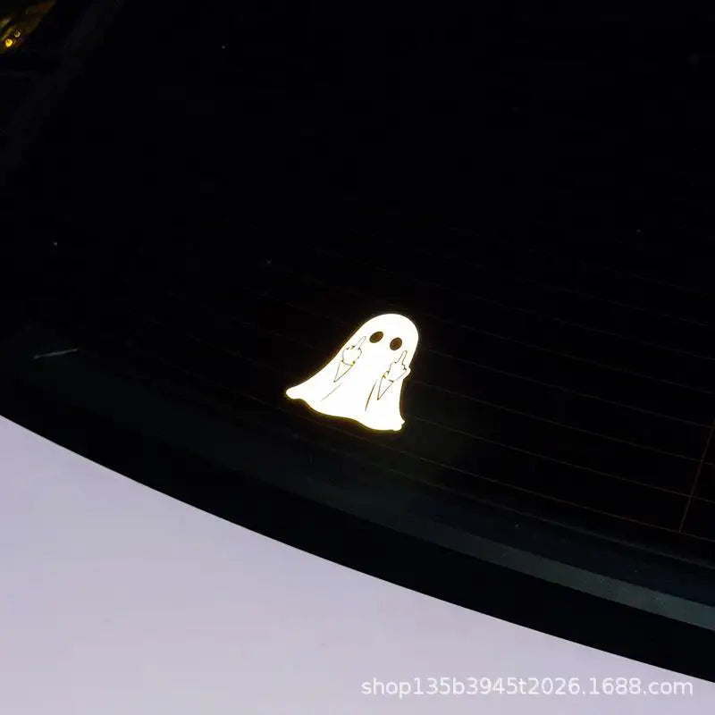 Adesivo Decorativo de Halloween com Fantasma Brilhante, Criativo e Personalizado para Carro e Motocicleta, Padrão Engraçado para Aplicar na Carroceria
