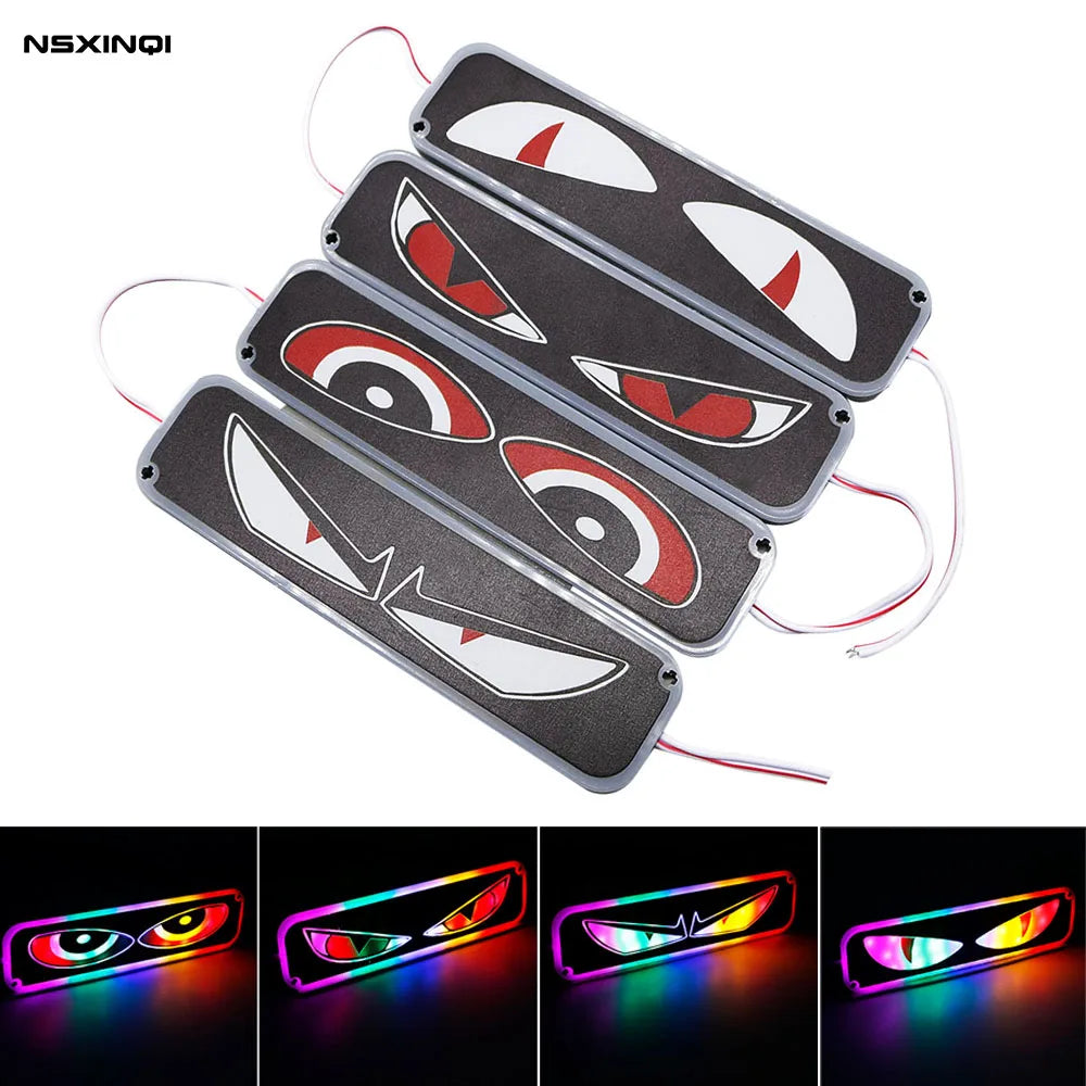 1pcs 12V Módulo Led Devil Demon Eye Luz de advertência estroboscópica para carro motocicleta RGB