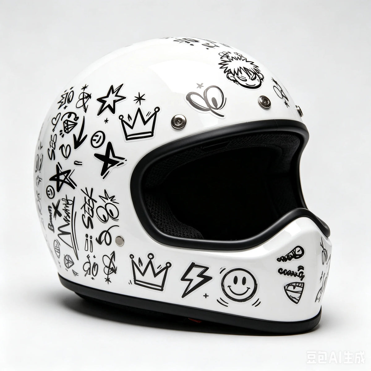 Conjunto de 2 Adesivos Punk Graffiti para Capacete de Motocicleta, Carro, Scooter, Bicicleta, Laptop, Decalque DIY à Prova d'Água para Honda, YAMAHA, BMW