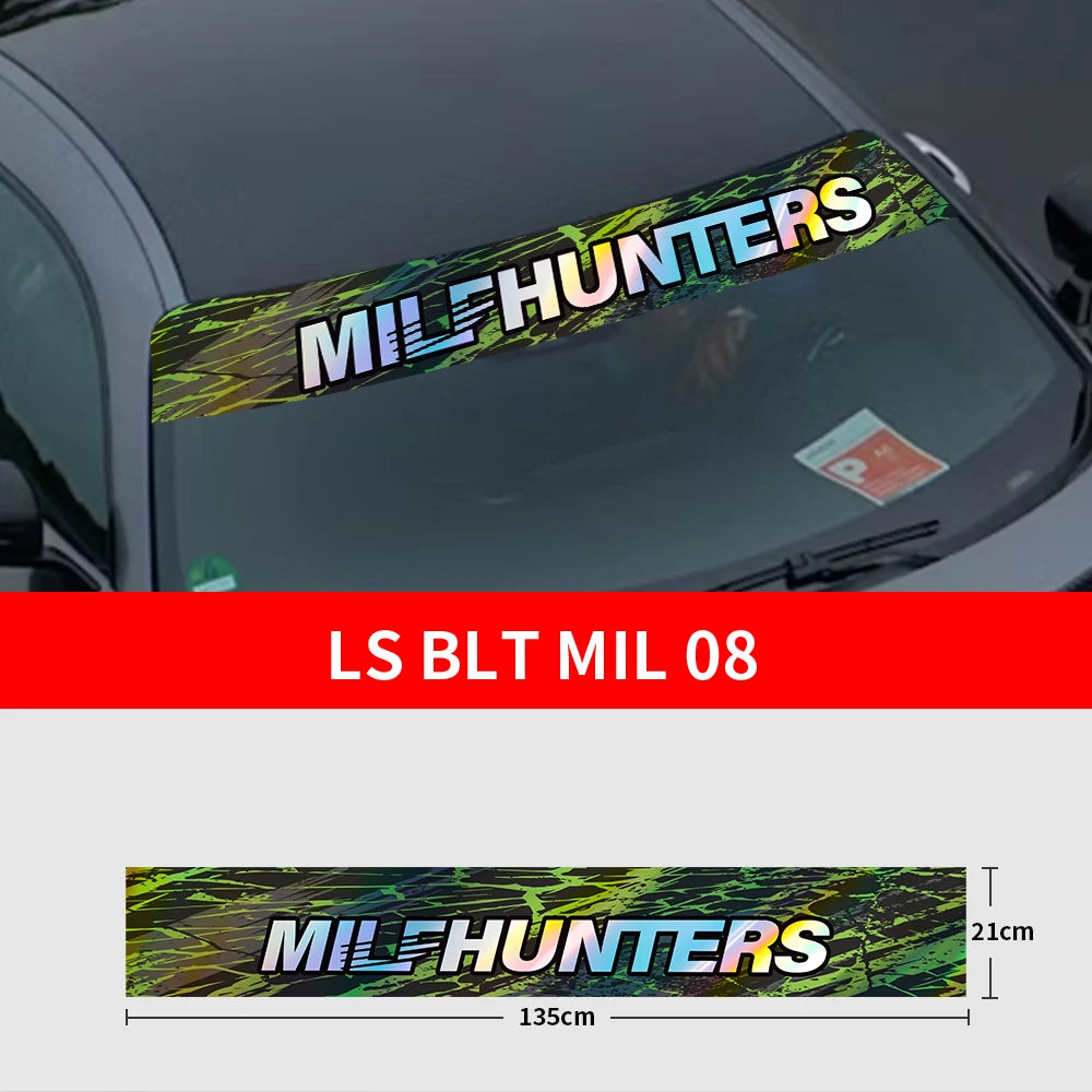 Milfunters carro decorativo à prova dwaterproof água pára-brisa dianteiro personalizado criativo adesivos carro diy moda novo estilo decalque