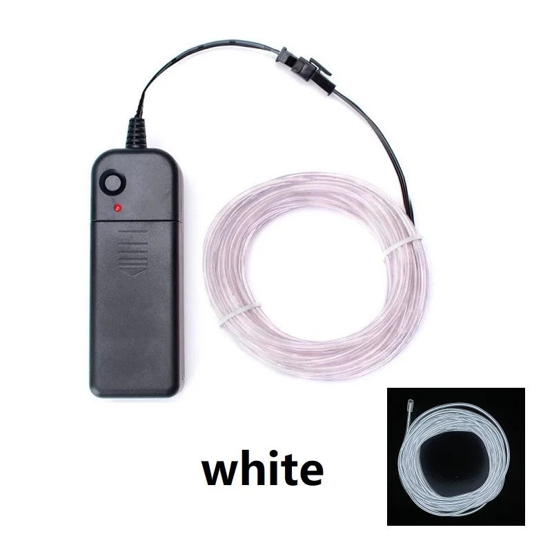 1m 3m 5m brilho el fio cabo de néon para festa de dança de natal trajes diy luz iluminada multicolorida aa bateria lâmpada tira led