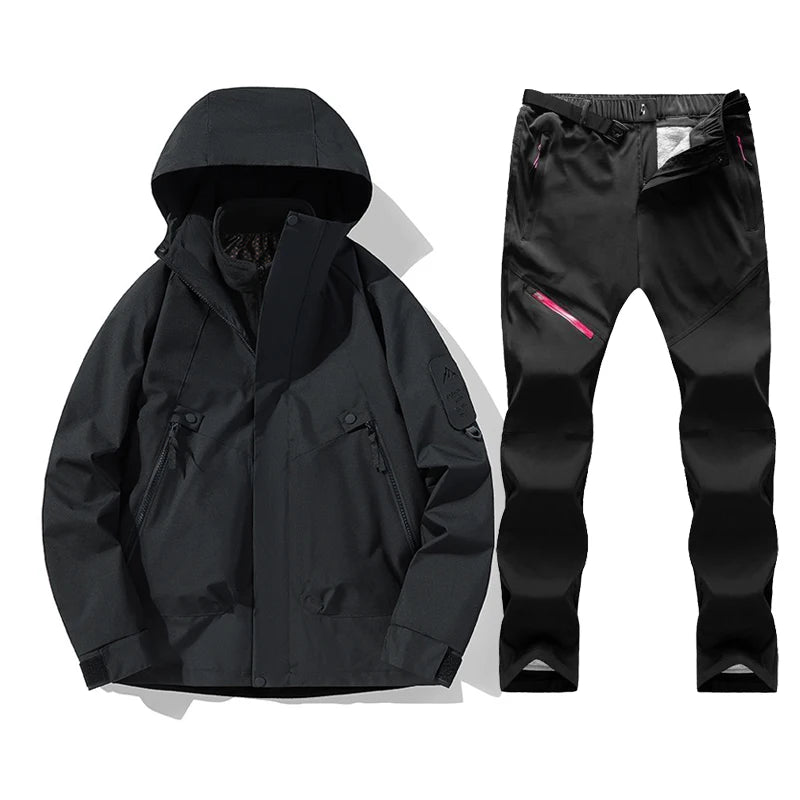 Terno de esqui feminino inverno quente à prova de vento à prova dwindproof água jaqueta de esqui calças femininas esportes ao ar livre casaco de neve calças snowboard wear