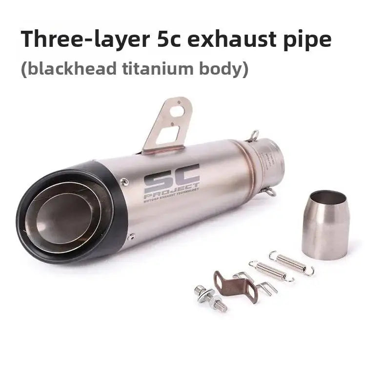 Silenciador de Escape SC de Dupla Camada, Som de Corrida Alto, Muffler Modificado Compatível com Ninja Z250 Z300 ZX10 MT07 MT09 R25 R3 R6