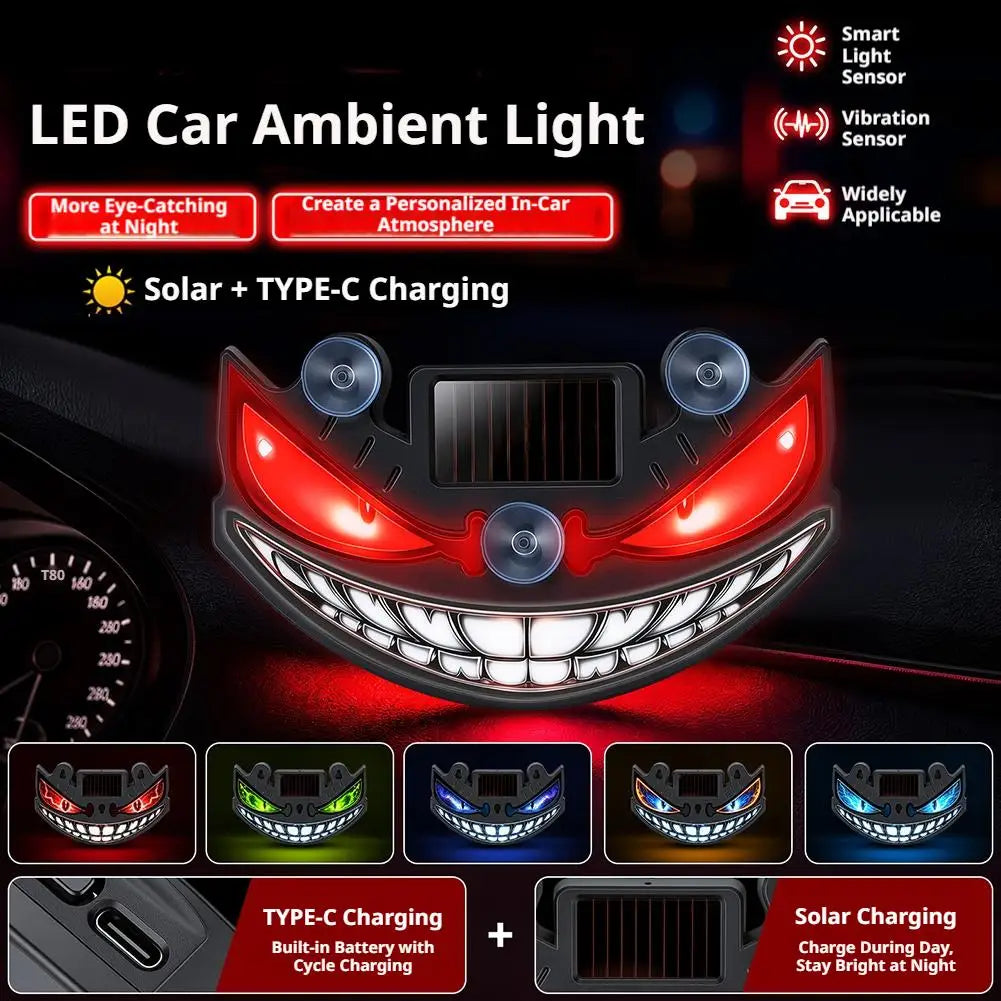 Luz de Advertência LED para Carro, Luz Solar de Olho de Demônio, Luz de Advertência Dinâmica com Efeito de Flash, Luzes de Sinalização de Segurança Universal para Veículos