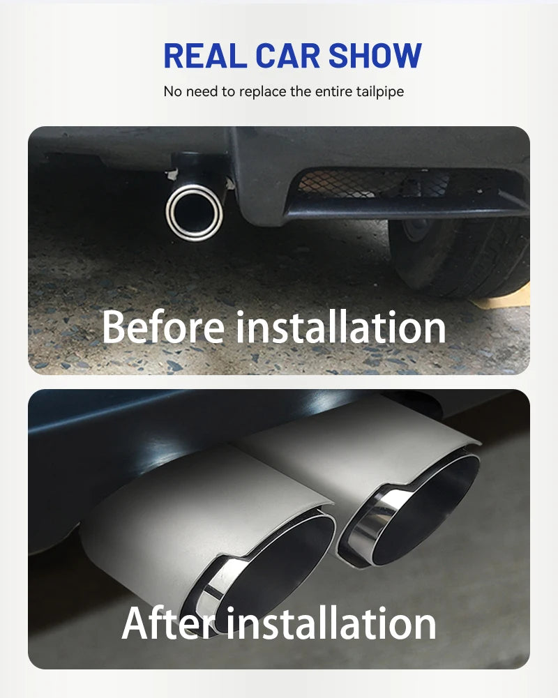 Ponteiras de Escape ER Upgrade em Aço Inoxidável Fosco, Acessórios Automotivos, Tubo de Silenciador, Ponteira de Escape Modificada, Bicos de Saída Dupla