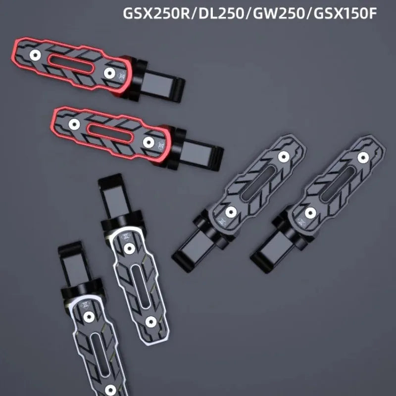 Motocicleta antiderrapante Rearset Footrest Pedais, Pé descanso Pegs, Mount Acessórios, Suzuki GSX250R, GW250, DL250, GSX150F, GIXER 155