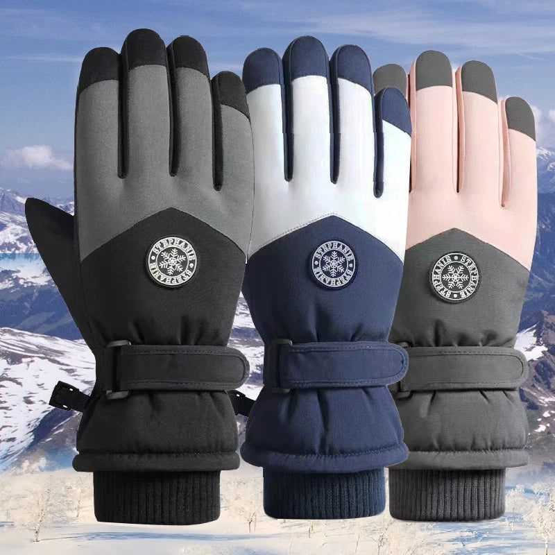 Inverno unisex snowboard luvas de esqui couro do plutônio antiderrapante tela sensível ao toque à prova dwaterproof água da motocicleta ciclismo velo quente luvas de neve feminino