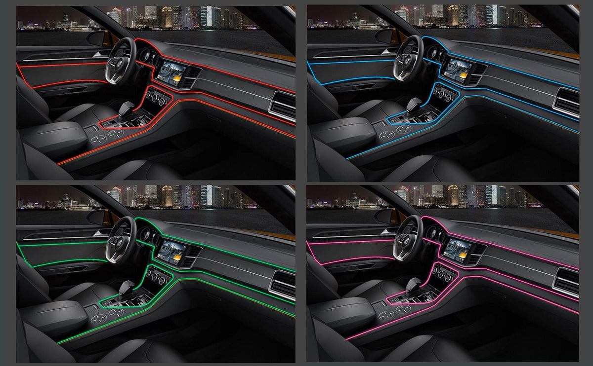 Carro Interior LED Strip Light, Neon EL Fiação, Lâmpada Decorativa para Auto, Luz Ambiente Flexível, Diodo de Festa Atmosfera, USB, 5m