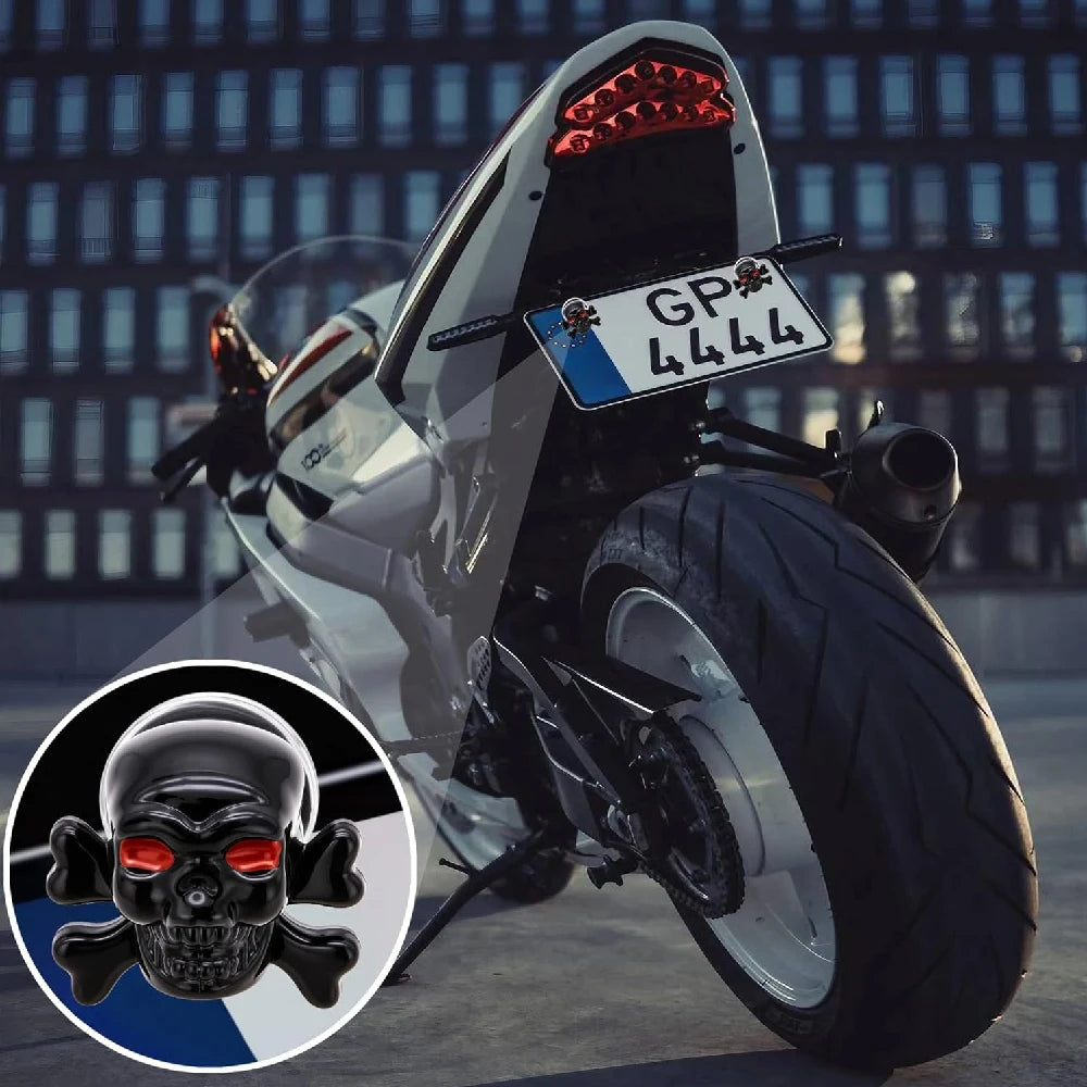 4 Parafusos de Placa de Matrícula com Caveira, Decoração Gótica de Caveiras para Carro, Moto, Caminhão, Veículo