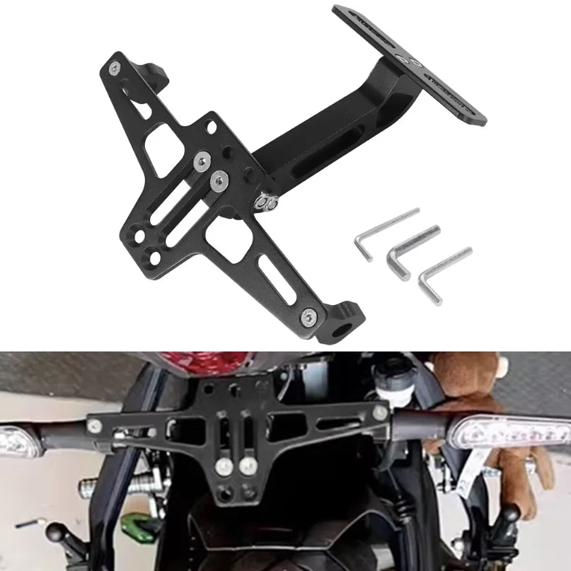 Suporte para placa de matrícula traseira de motocicleta, feito de liga de alumínio, acessório universal para motocicletas, peças para modificação de motocicletas.