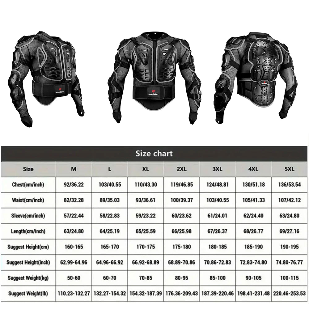 Herobiker jaqueta de motocross para homens, armadura corporal, equitação proteção, Bike Riding, S-5XL