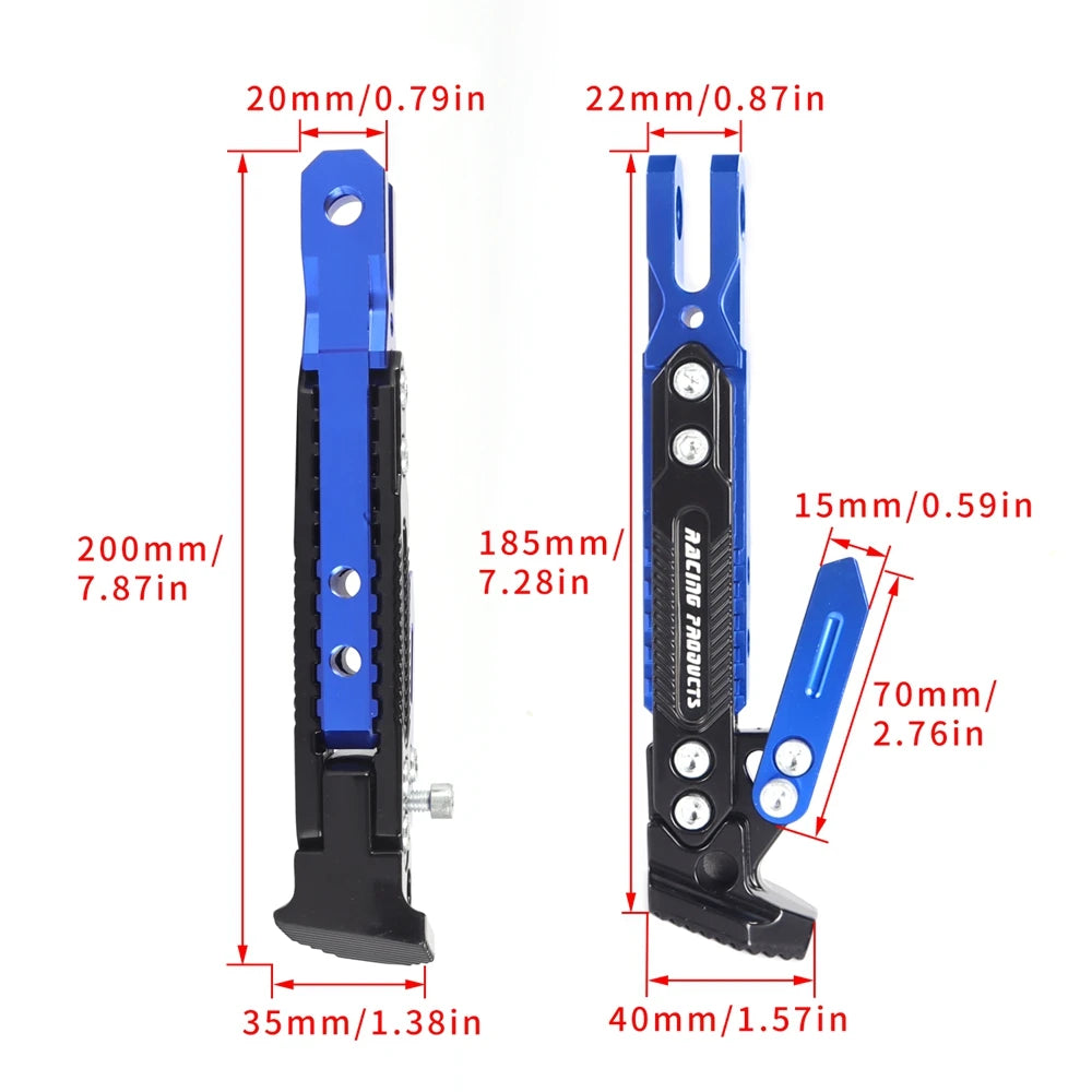Metal motocicleta pé suporte moto kick side kickstand suporte de estacionamento pesado elevador suporte estável guindaste quadro