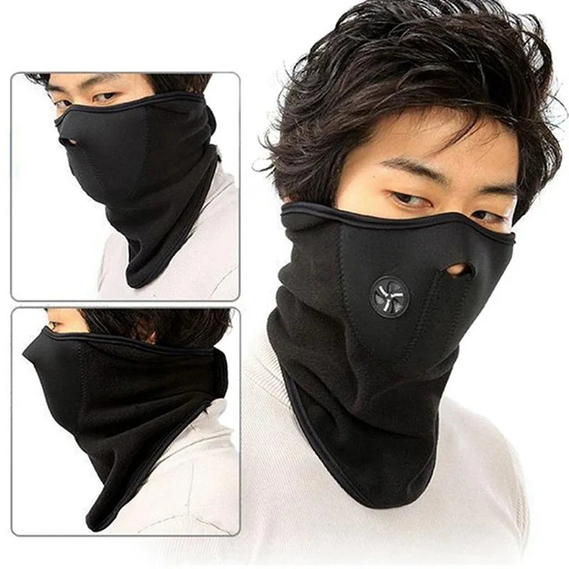 Inverno máscara de ciclismo quente à prova de vento à prova de poeira motocycle meia face capa malha respirável polar velo máscara facial de esqui térmica