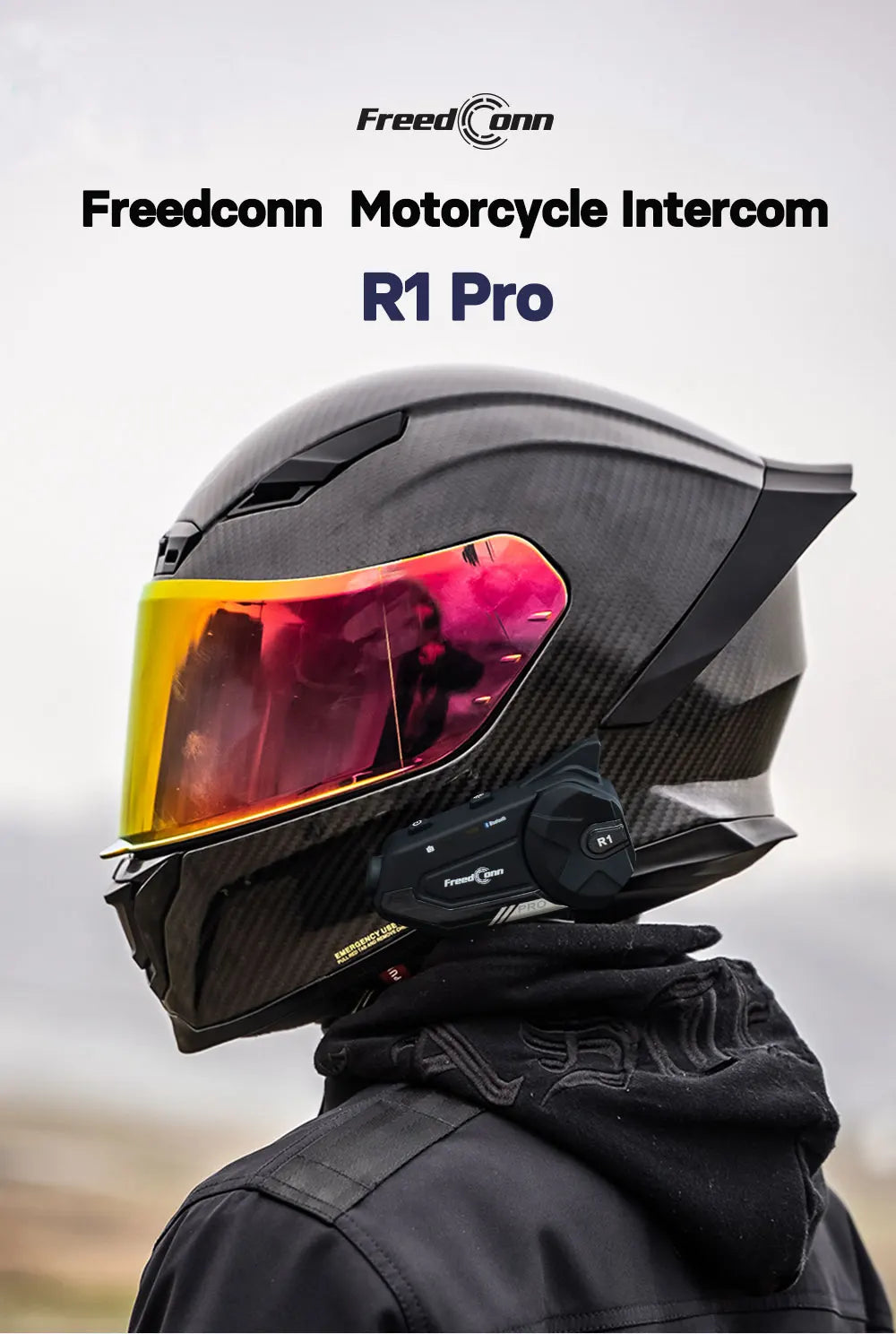 Motocicleta interfone capacete fone de ouvido bluetooth grupo alto-falante fone wi fi app freedconn r1pro moto traço cam moto auto dvr