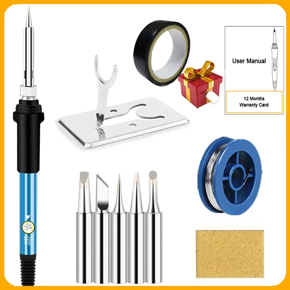 Kits de Ferro de Solda Elétrico 2026 (SKU:10-IN-1)(16-IN-1)(20-IN-1) 60W com Temperatura Ajustável e Pontas Substituíveis