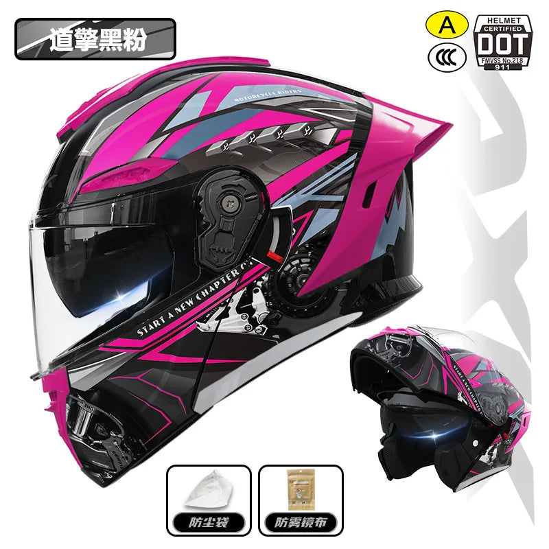 Capacete de motocicleta com certificação 3C&DOT, masculino e feminino, modular, quente para o inverno, quatro estações, capacete de segurança para scooter elétrica