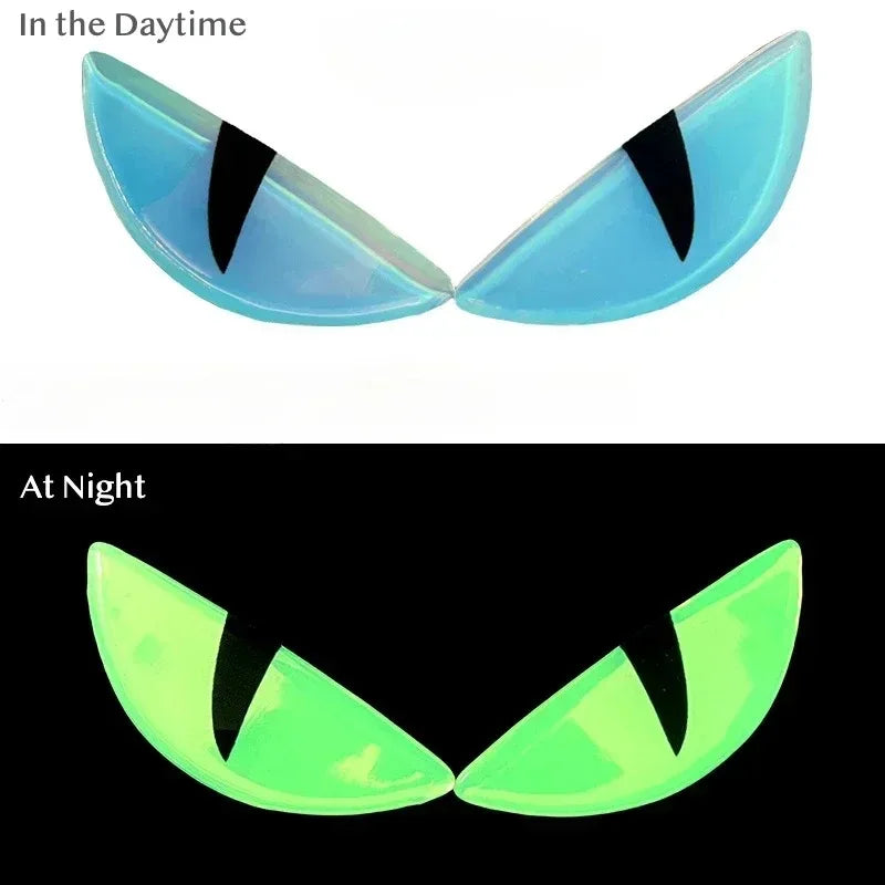 2 Adesivos Fluorescentes 3D Olho do Diabo para Motocicleta, Adesivos de Segurança que Refletem a Luz, Adesivos Decorativos Luminosos 3D Estereoscópicos