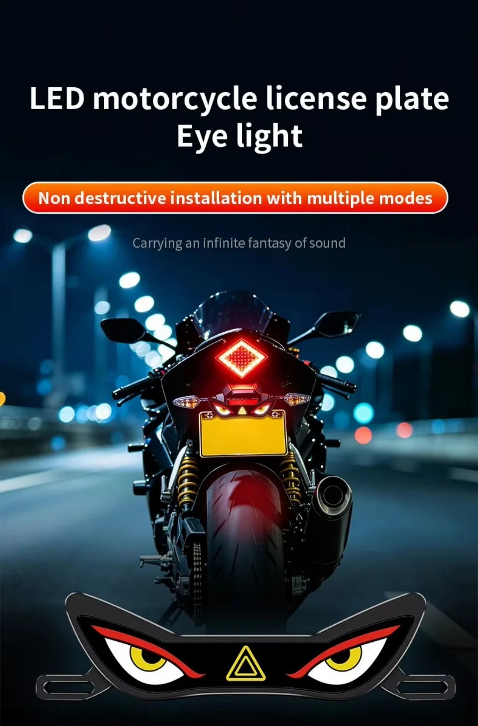 Luz LED Multifuncional à Prova d'Água, Luzes Coloridas, Decoração Modificada para Motocicletas, Luz Traseira Universal para Placa de Motocicleta
