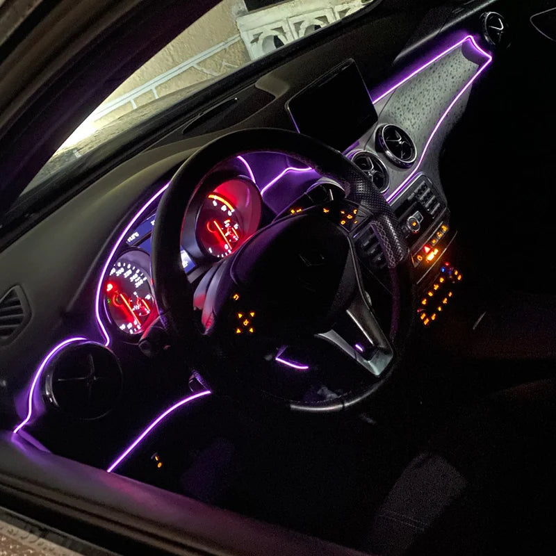5m Car Interior Atmosfera Iluminação LED Strip 5V DIY Flexível EL Cold Light Line Tube Com USB Auto Decoração Ambient Lamp