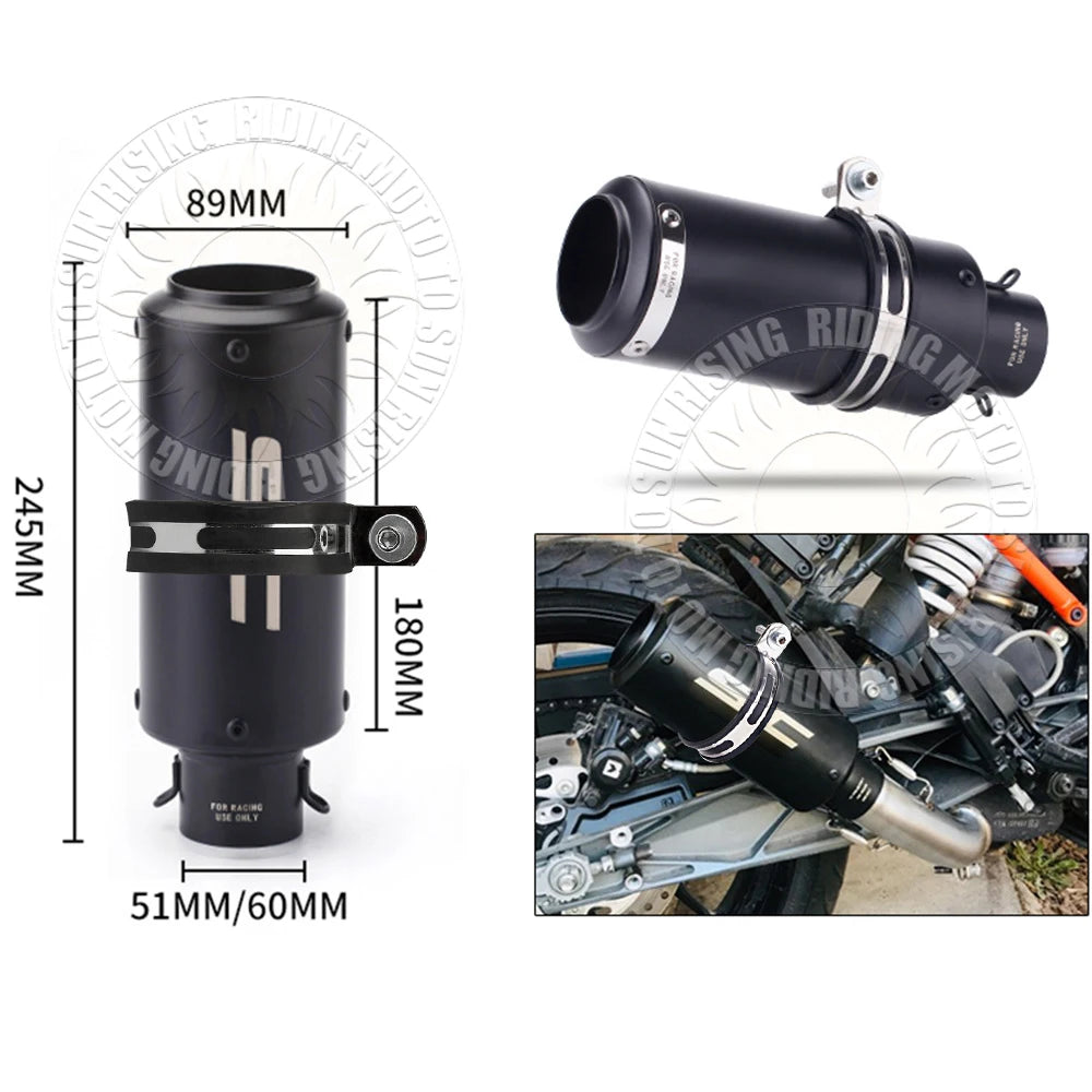 51/60/63mm inoxidável sc moto escape & db assassino para gp projeto de corrida silenciador tubo cauda atualização modificado