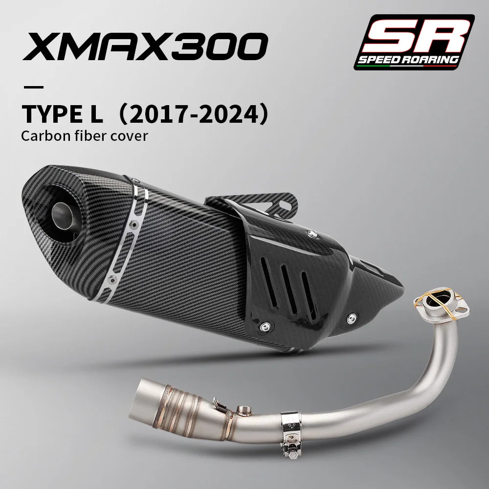 Sistema de escape da motocicleta para xmax300 xmax 250 300 400 2017-2024 tubo de ligação frontal e silenciador