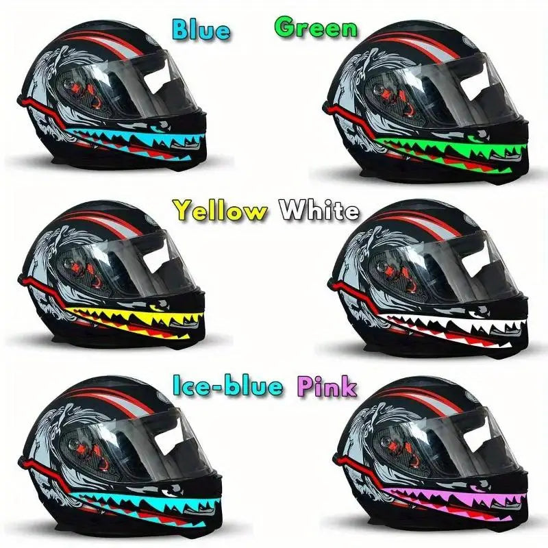 1 Peça Fita de Luz LED para Capacete Estilo Tubarão, Luz Noturna LED para Capacete de Moto, Adesivo Luminoso Modificado