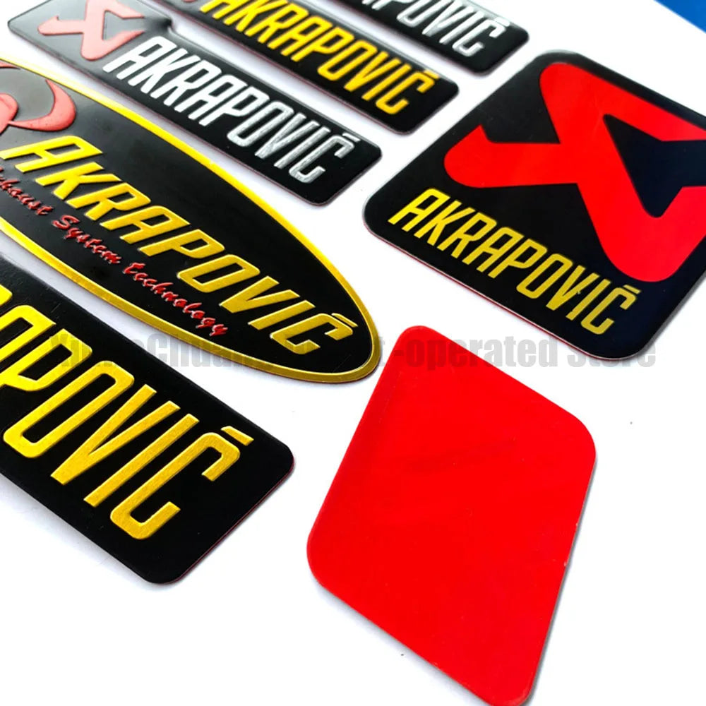 Adesivos de Metal para Escapamento de Motocicleta Akrapovic, Emblemas de Alumínio, Decalques de Logotipo para Silenciador de Moto, Acessórios para Motocicletas