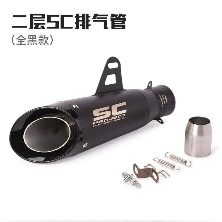 Silenciador de Escape SC de Dupla Camada, Som de Corrida Alto, Muffler Modificado Compatível com Ninja Z250 Z300 ZX10 MT07 MT09 R25 R3 R6