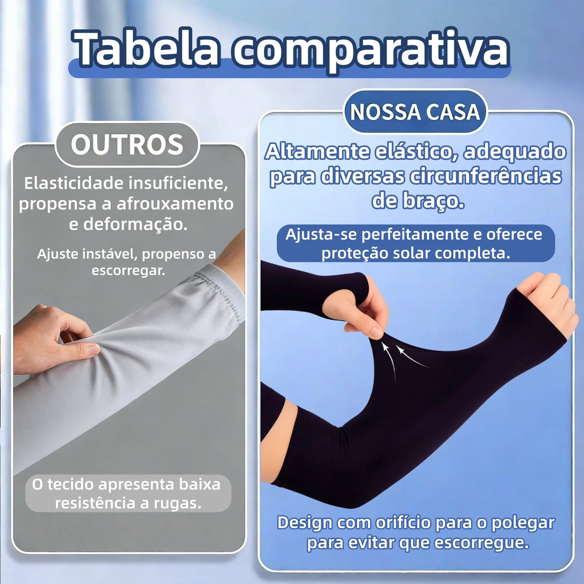 1 Par Manguito Proteção Solar UV Fina Braço Seda Masculina Feminina Respirável 35cm