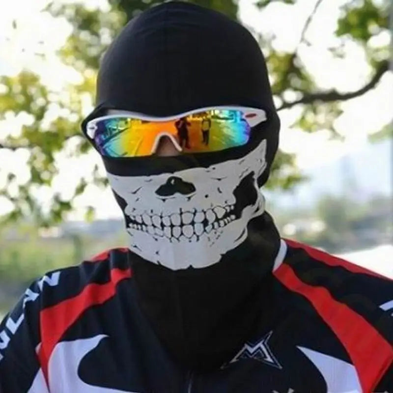 Balaclava para motocicleta, estampa de caveira, máscara facial completa, à prova de vento, esqui, cabeça, pescoço, aquecedor, ciclismo, capuz, forro de capacete masculino