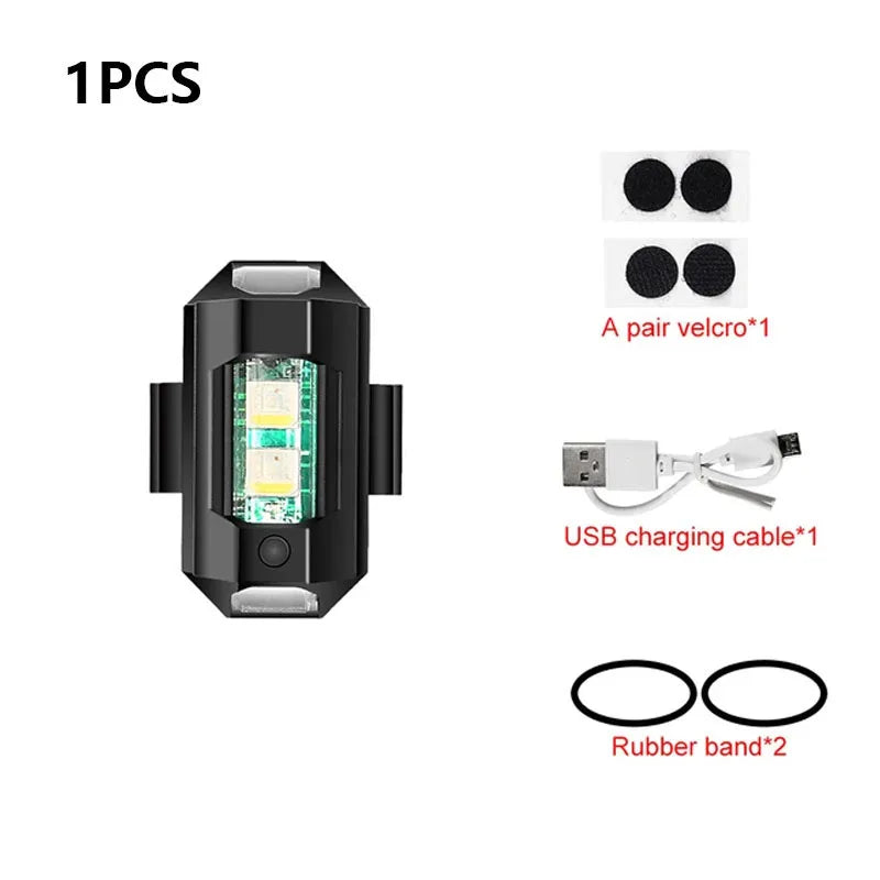 Luz estroboscópica universal para motocicleta, lâmpada de aviso usb para carro, led, anti-colisão, drone, voo noturno, mini luz de sinal piscante