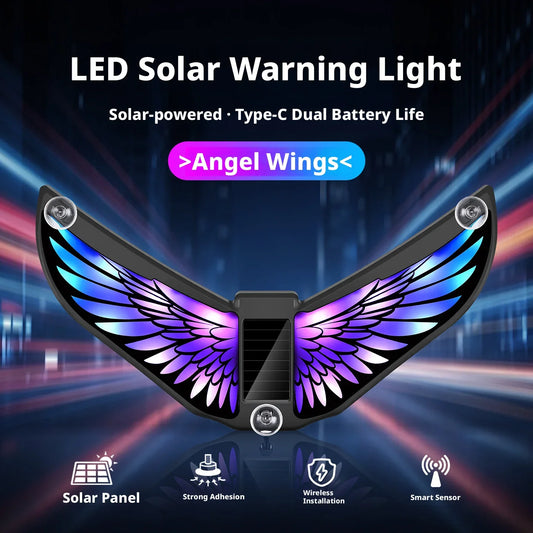 Luz de Advertência Estroboscópica Ambiente Colorida LED Solar para Carro, Carregamento Duplo Tipo-C, Sensor Duplo, Múltiplos Modos, Lâmpada Decorativa Universal para Interior de Carro