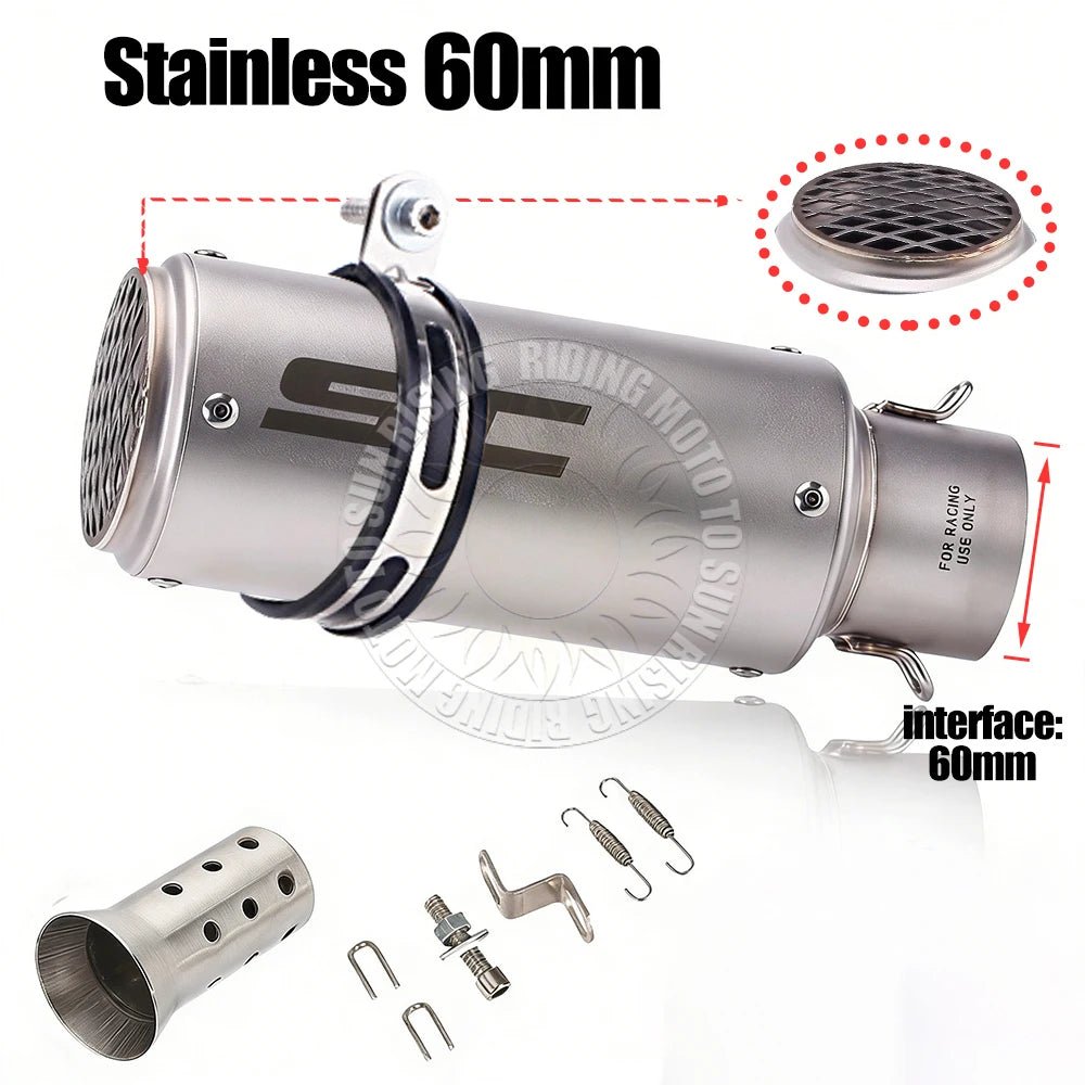 51/60/63mm inoxidável sc moto escape & db assassino para gp projeto de corrida silenciador tubo cauda atualização modificado
